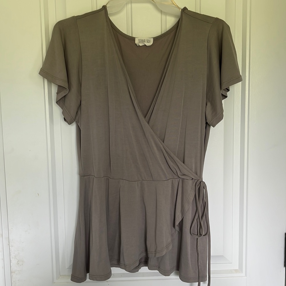 Sienna Sky short sleeve V-neck crossover blouse